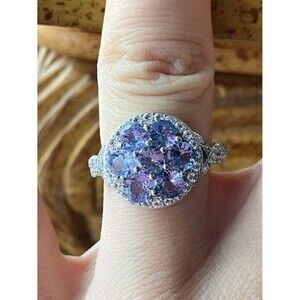 Natural Tanzanite Sterling Silver Ring Size 6